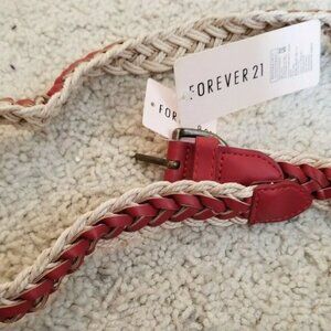 NWT Forever 21 adjustable braided red belt junior's size M/L